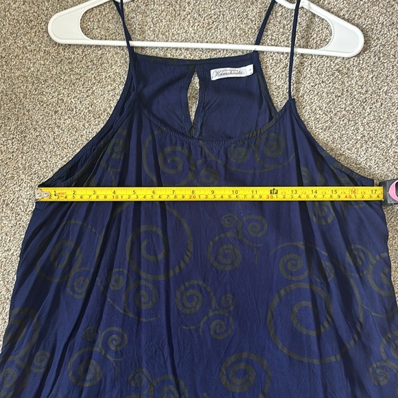 Kamohoalii (Hawaiian brand) string tank top. Blue/gold design; sized large - Picture 4 of 6
